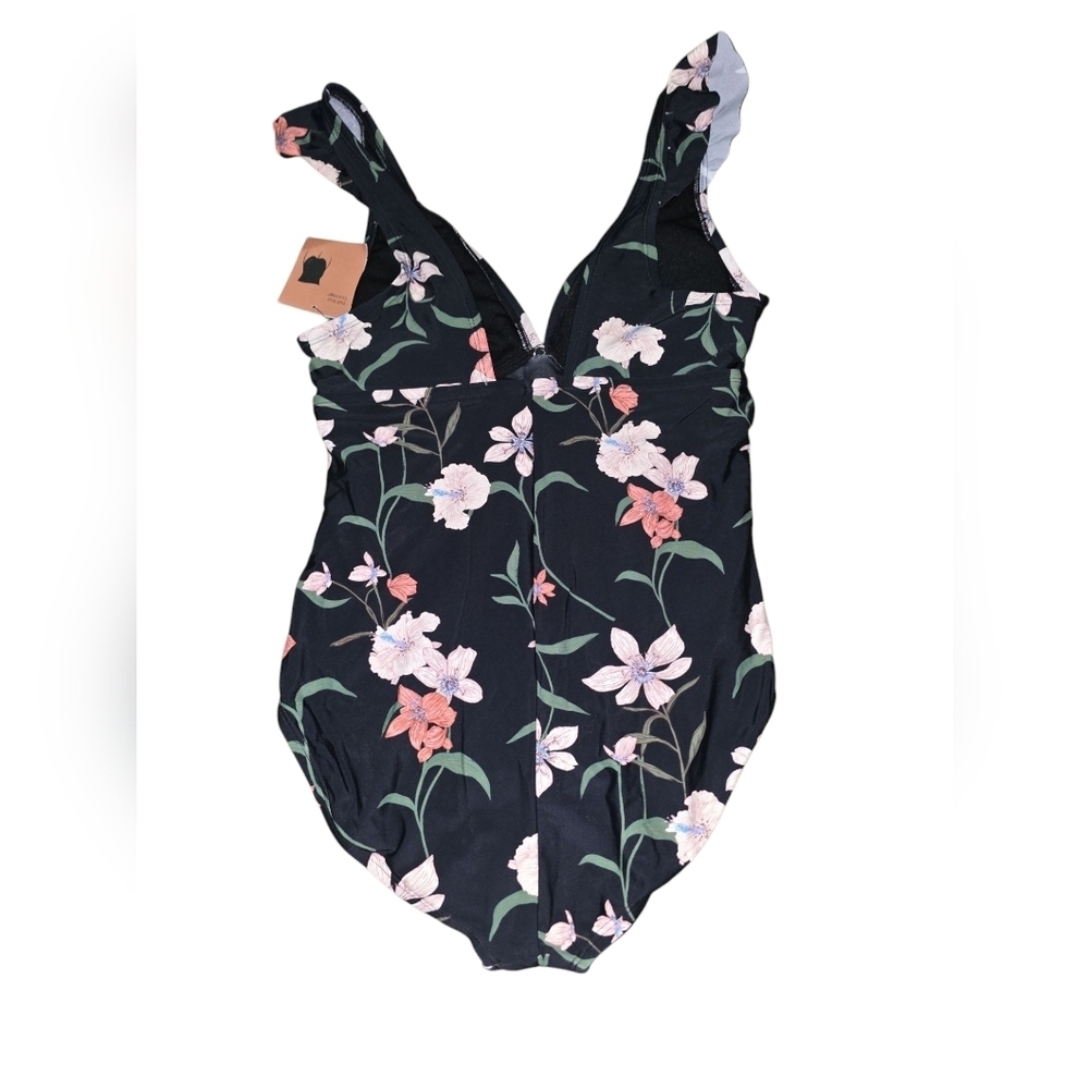 Womens Floral Black One-Piece Shade And Shore Swimsuit, Size Large, NWT!! - Picture 2 of 4